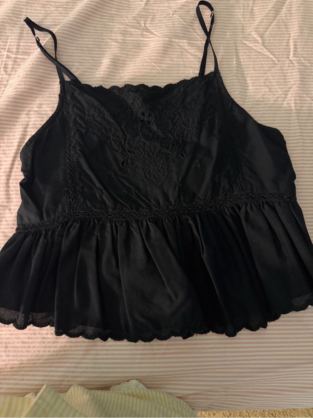 Zara Black Lace-Trim Peplum Cami